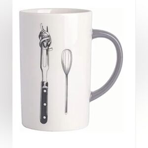 The Babish FORK‎ & WHISK Tattoo Mug Collection white ceramic coffee mug cup new